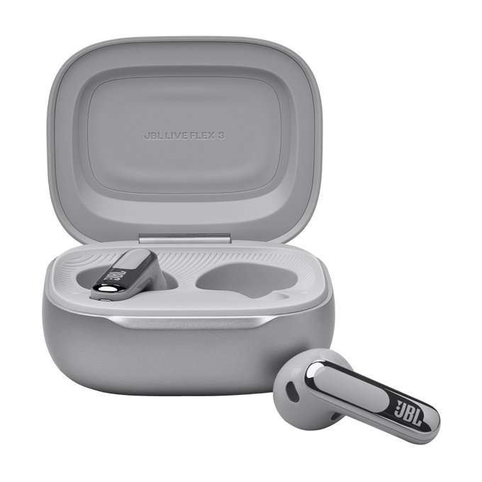 JBL Live Flex 3 - Silver - True wireless noise-cancelling open-stick earbuds - Front image number null
